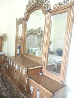 Bed set  Dressing table side table & Show case + sofa set