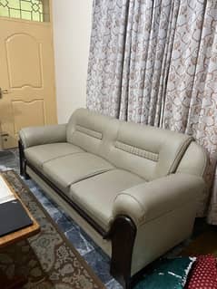 Beige Leather Sofa Set