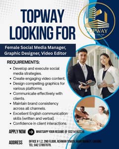 Social Media Manager - Graphic Designer - Video Editor - Female jobs