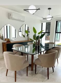 Dining Table//Wooden Dining//Top Glass Dining/4,6,And 8 Seater Dining