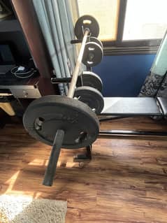 7 in 1 workout bench with rubber weights