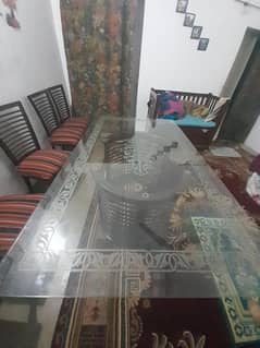 Glass Dining table with chair