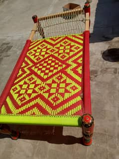 Wooden Charpayi for Jahaiz- Exquisite Hand knitted design- Unused