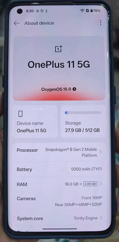 OnePlus 11 16/512 Official PTA new condition