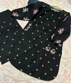 2 pcs women’s stitched linen embroidered shirt and trouser