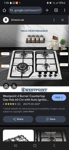 Westpoint 4 burner Hob