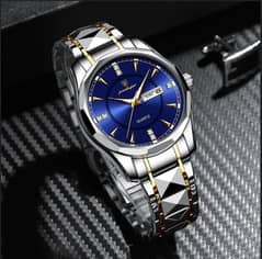 peodagar quartz Watch -blue Dail,Silve &Golden tone