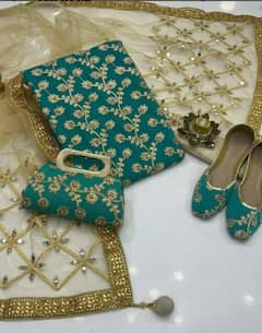 Chiffon Dress / Unstitch Chiffon Dress with khussa and purse.