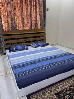 Habitt Branded King Size Wooden Bed, with new mattress very less used