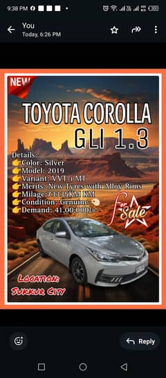Toyota Corolla Gli 1.3 2019