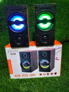 Speaker 2 Boofer RGB Lights Good Quality Sound With Box