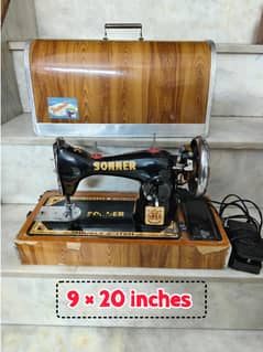 sewing machine for sale with electric motor and wooden box
