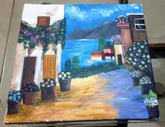 Seaside Path Canvas Painting 12" by 12"