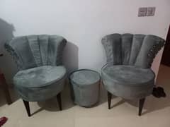 almost new, cushioned sofa chairs with stool