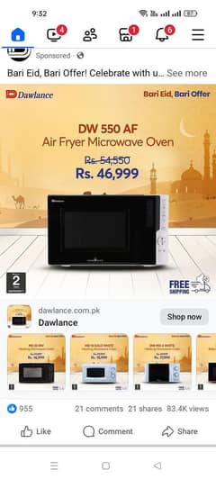 Dawlance microwave oven plu Air Fryer & multiple functions