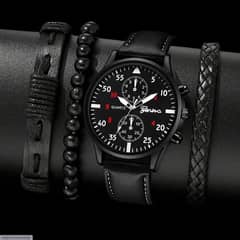 Man casual watch with braslate