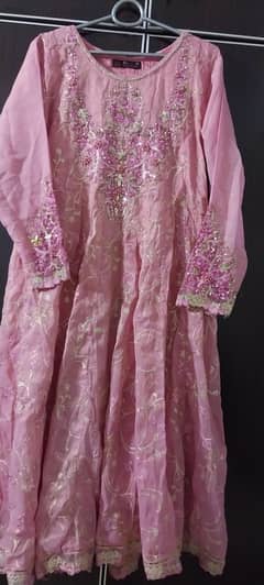 embroided fancy frock pink colour