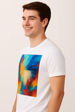 abstract paint print T shirt