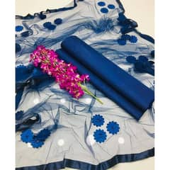 3pcs woman s unstitched katan silk plain suit