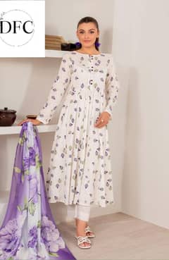 3 Pcs Women's Unstitched Printed Lawn Suit