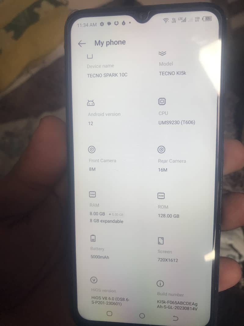 Tecno spark 10c only fun singal sim 6
