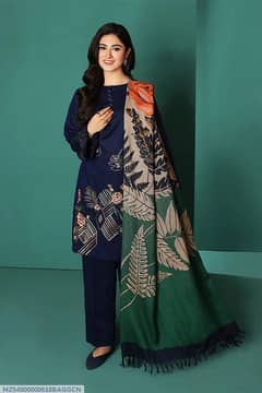 3 pcs Women,s Unstitched Embroidered Suit