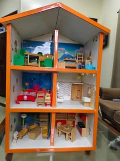 Wooden Dollhouse For Girls 6 Room with 30 Pcs