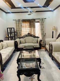 Sofa set with tables and qaleen