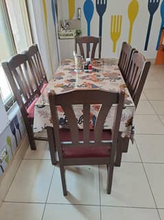 DINING TABLE & FOUR CHAIRS (WOODEN)