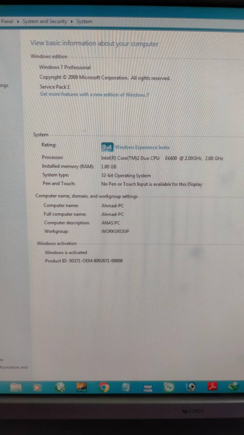 complete computer set, CPU, LCD, KEYBOARD, MOUSE TABLE, PRINT SALE out 2