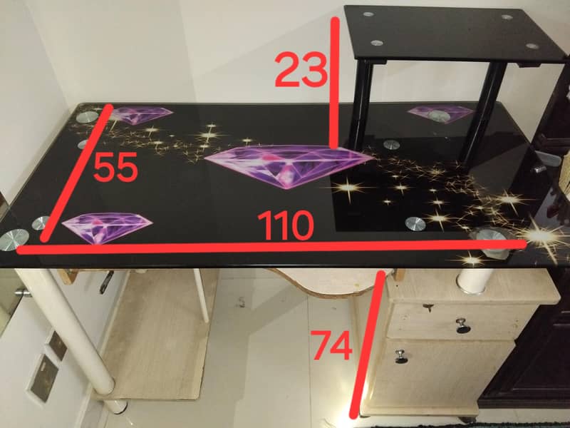 Stylish Glass Computer Table with Drawer & Stand – Great Condition 2