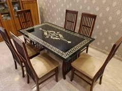 6 chairs dining table  / wooden dining table / glass top dining table
