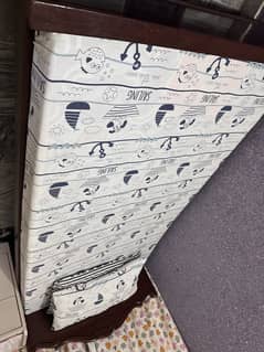 Single Wooden Bed with Mattress – For Sale