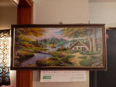 Landscape Oil painting on canvas with Italian style moulding