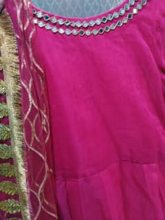 Elegant Net Dress – Pink Gold Party Wear | Used Only Once
