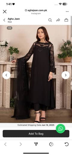 Elegant Black 3-Piece| AGHA JAAN BRAND|Size XS