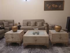ROYAL OLIVE 7 seater L SHAPE SOFA SET ( MOLTYFOAM)