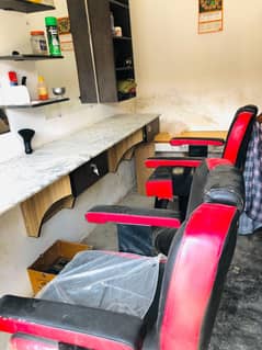 salon  two chairs marble/ shelf 3 total salon Saman