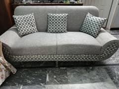 6 Seater Silver Gray Grand Sofa Set with Cusions