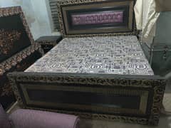 Double bed including mattress with 2 sight tables
