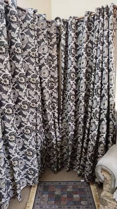 Curtains Jacquard Cotton Black Charcoal Grey 9pcs