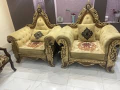 Used 7 seater solid wood designer sofa set for sale urgently