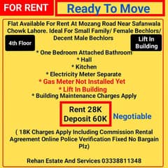 Flat Available For Rent At Mozang Road Near Safanwala Chowk Lahore
