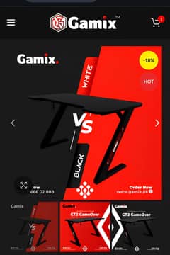 Gamix study table with led light 10/10 condition