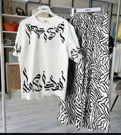 2 Pcs Women's Stitched Printed Night Suit