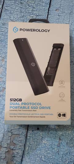 Powerology 512GB Dual Protocol External Portable SSD 480MB/s New