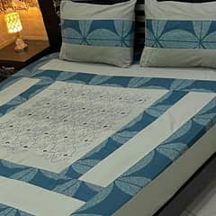 3 pcs cotton patchwork double bed sheet