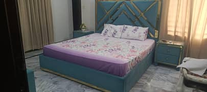 Modern Brass Strip Bed/King size/Bed set/Side tables/Dressing/Wooden