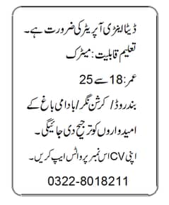 Date Entry Operator