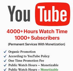youtube channel monetization services 1k subscribers 4k watch time